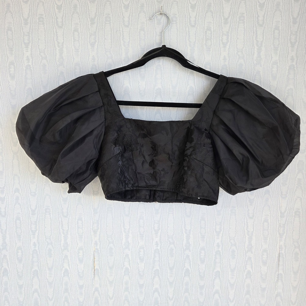 Future Collective 2 Crop Top Puff Sleeve Square Neck Black Whimsygoth Witchyβ